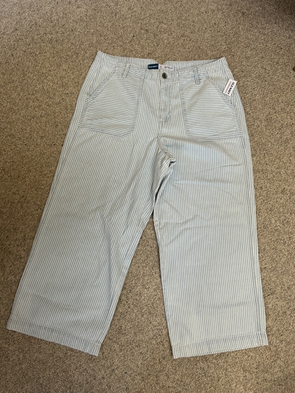 Old Navy Light Blue & White Striped Pants